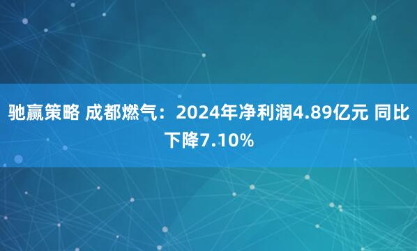 馳贏策略 成都燃氣：2024年凈利潤4.89億元 同比下降7.10%