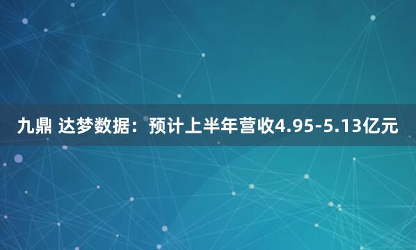 九鼎 達夢數據：預計上半年營收4.95-5.13億元